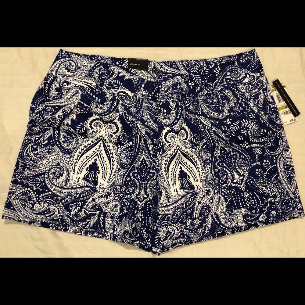 INC International Concepts, NWT, women’s shorts, blu/wht, 14.